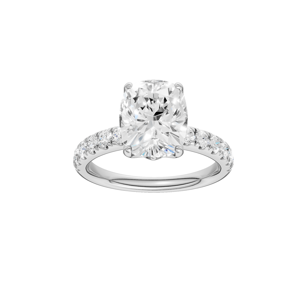 Tulip Head Engagement Ring (Elongated Cushion) in 14K White Gold – Silvadi Jewelry Aurora CO
