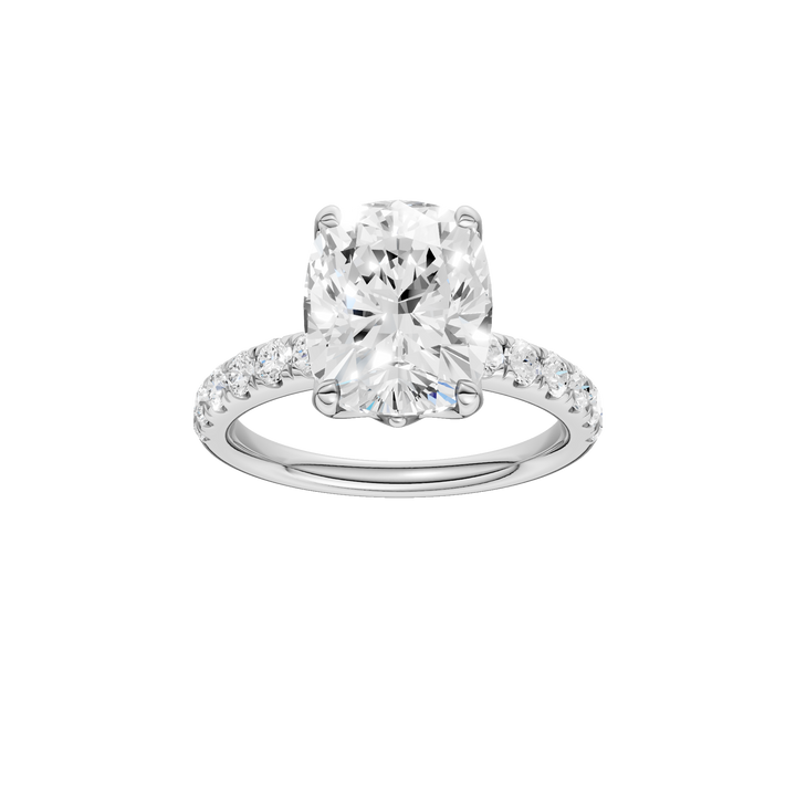 Tulip Head Engagement Ring (Elongated Cushion) in 14K White Gold – Silvadi Jewelry Aurora CO