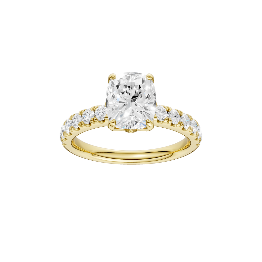 Tulip Head Engagement Ring (Elongated Cushion) in 14K Yellow Gold – Silvadi Jewelry Aurora CO