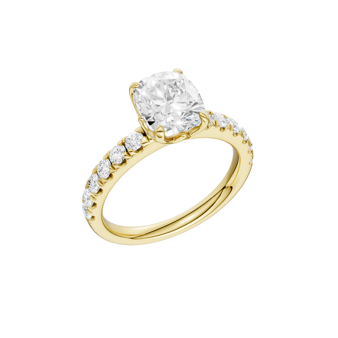Tulip Head Engagement Ring (Elongated Cushion) in 14K Yellow Gold – Silvadi Jewelry Aurora CO