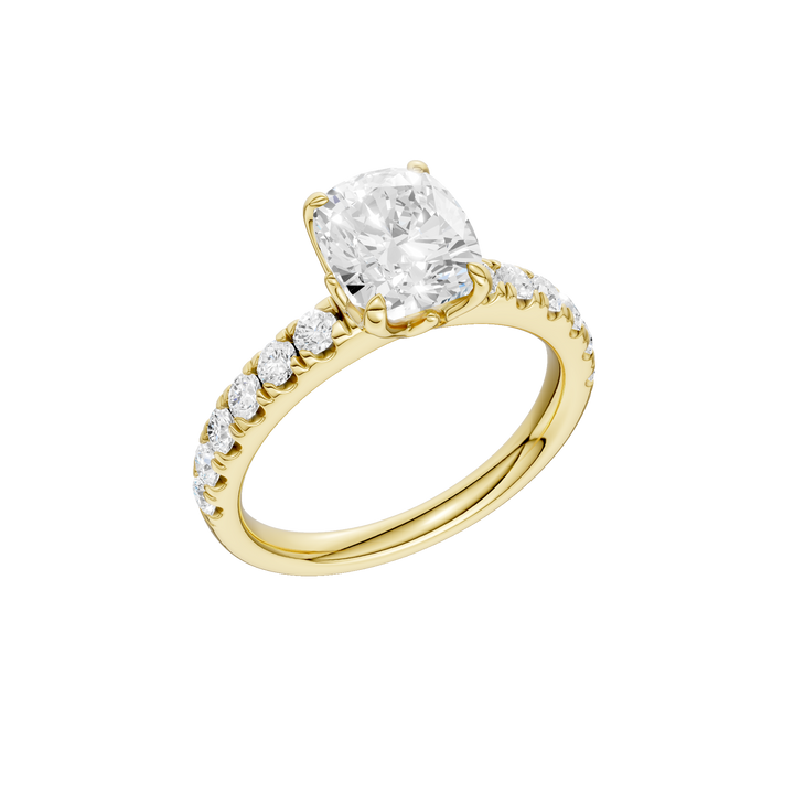 Tulip Head Engagement Ring (Elongated Cushion) in 14K Yellow Gold – Silvadi Jewelry Aurora CO