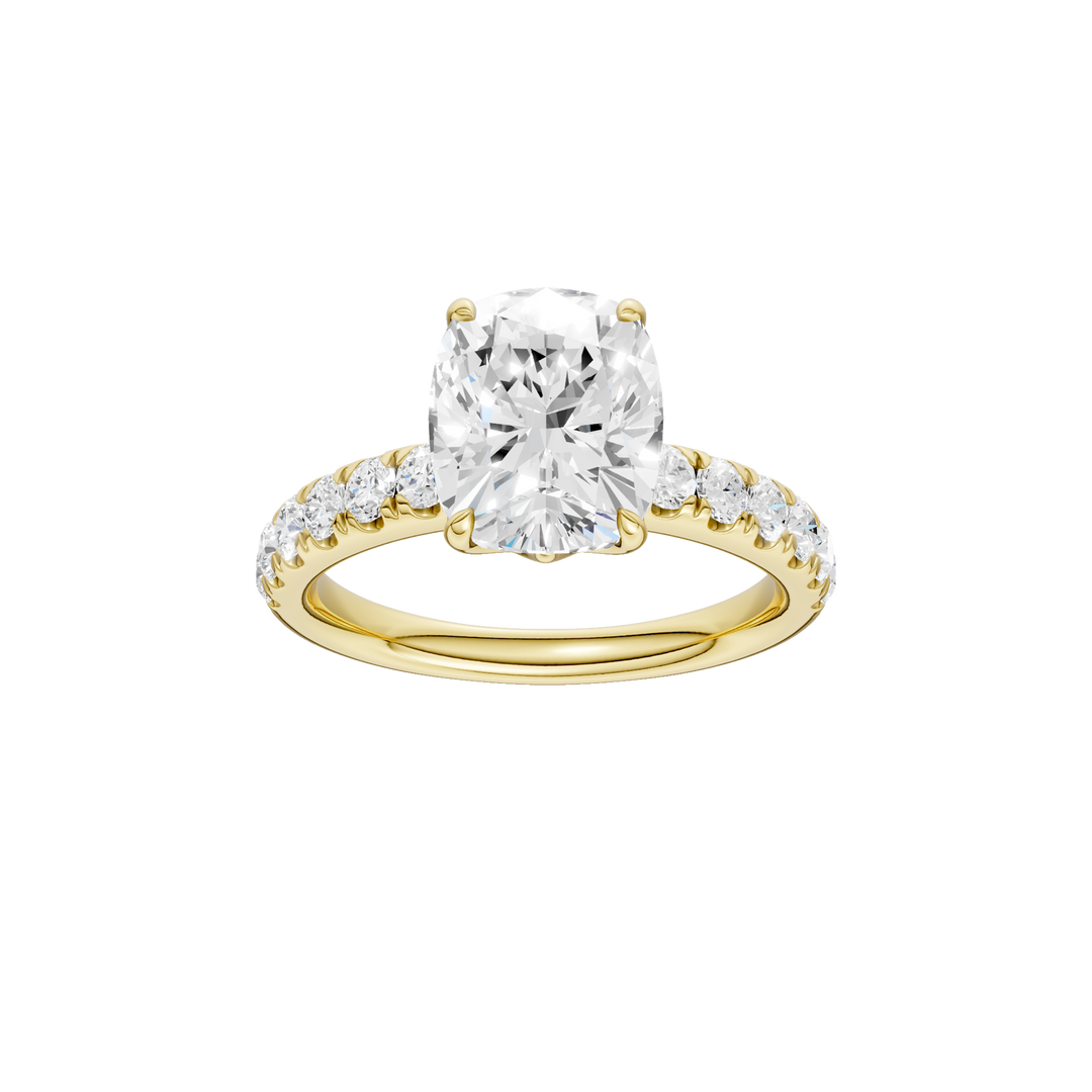 Tulip Head Engagement Ring (Elongated Cushion) in 14K Yellow Gold – Silvadi Jewelry Aurora CO
