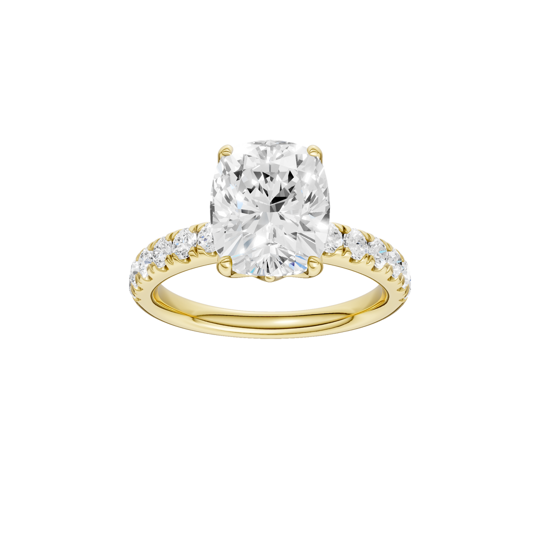 Tulip Head Engagement Ring (Elongated Cushion) in 14K Yellow Gold – Silvadi Jewelry Aurora CO