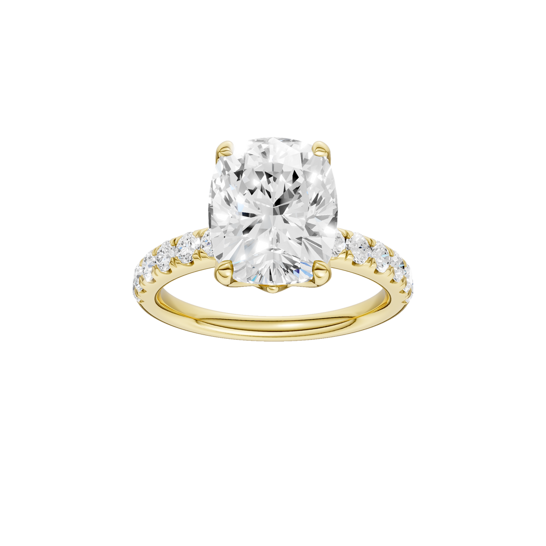 Tulip Head Engagement Ring (Elongated Cushion) in 14K Yellow Gold – Silvadi Jewelry Aurora CO