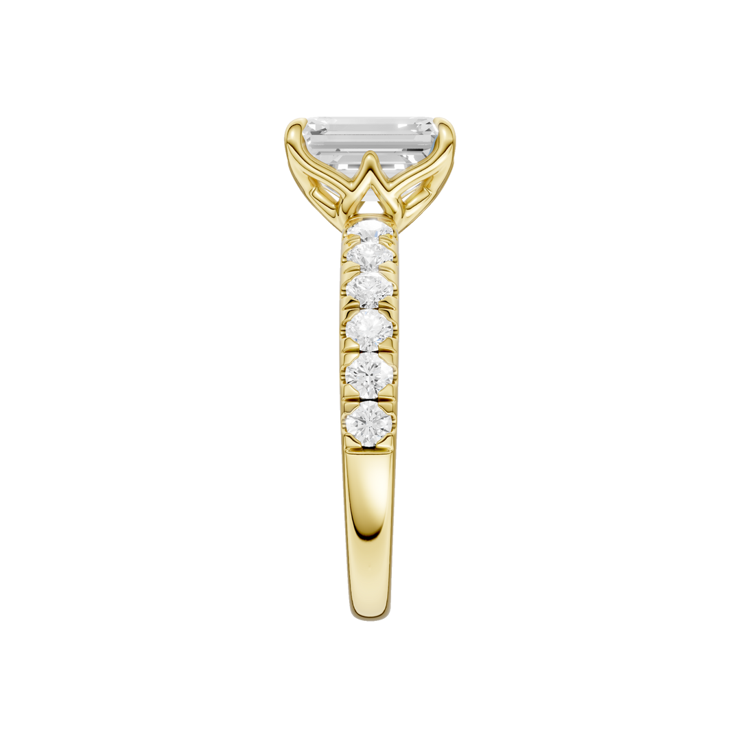Tulip Head Engagement Ring (Emerald) in 14K Yellow Gold – Silvadi Jewelry Aurora CO