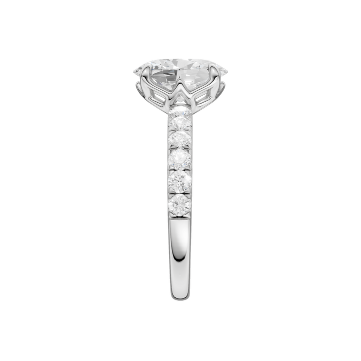 Tulip Head Engagement Ring (Oval) in 14K White Gold – Silvadi Jewelry Aurora CO