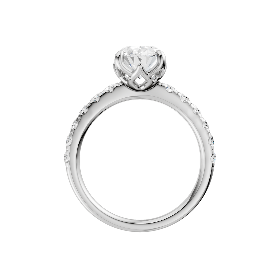 Tulip Head Engagement Ring (Oval) in 14K White Gold – Silvadi Jewelry Aurora CO