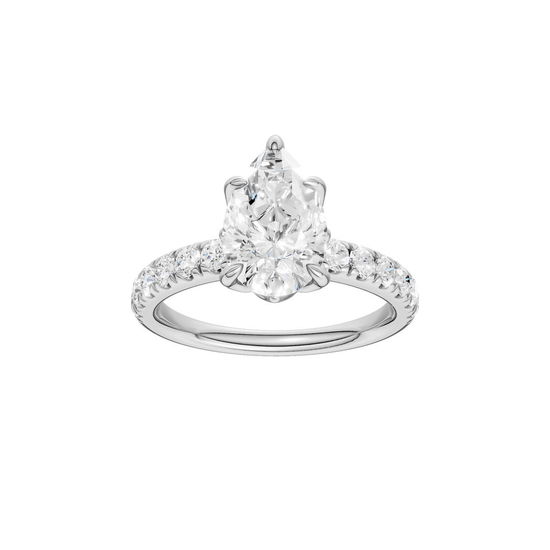 Tulip Head Engagement Ring (Pear) in 14K White Gold – Silvadi Jewelry Aurora CO