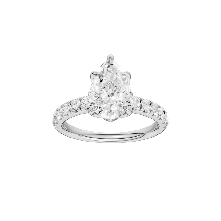 Tulip Head Engagement Ring (Pear) in 14K White Gold – Silvadi Jewelry Aurora CO