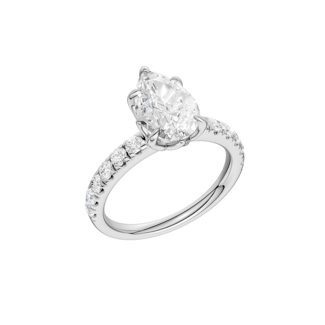 Tulip Head Engagement Ring (Pear) in 14K White Gold – Silvadi Jewelry Aurora CO