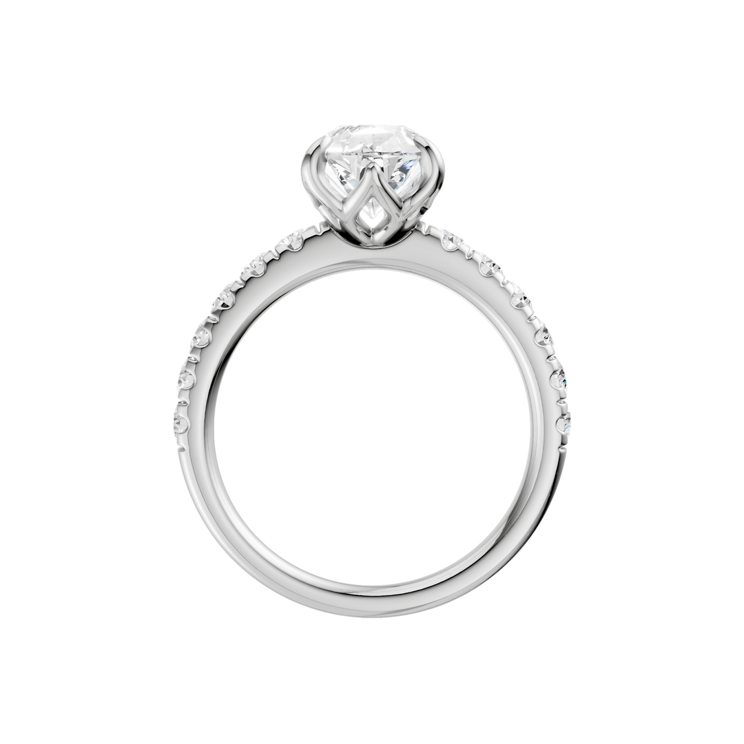Tulip Head Engagement Ring (Pear) in 14K White Gold – Silvadi Jewelry Aurora CO