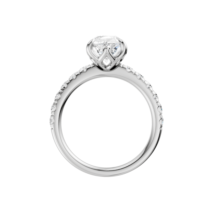 Tulip Head Engagement Ring (Pear) in 14K White Gold – Silvadi Jewelry Aurora CO