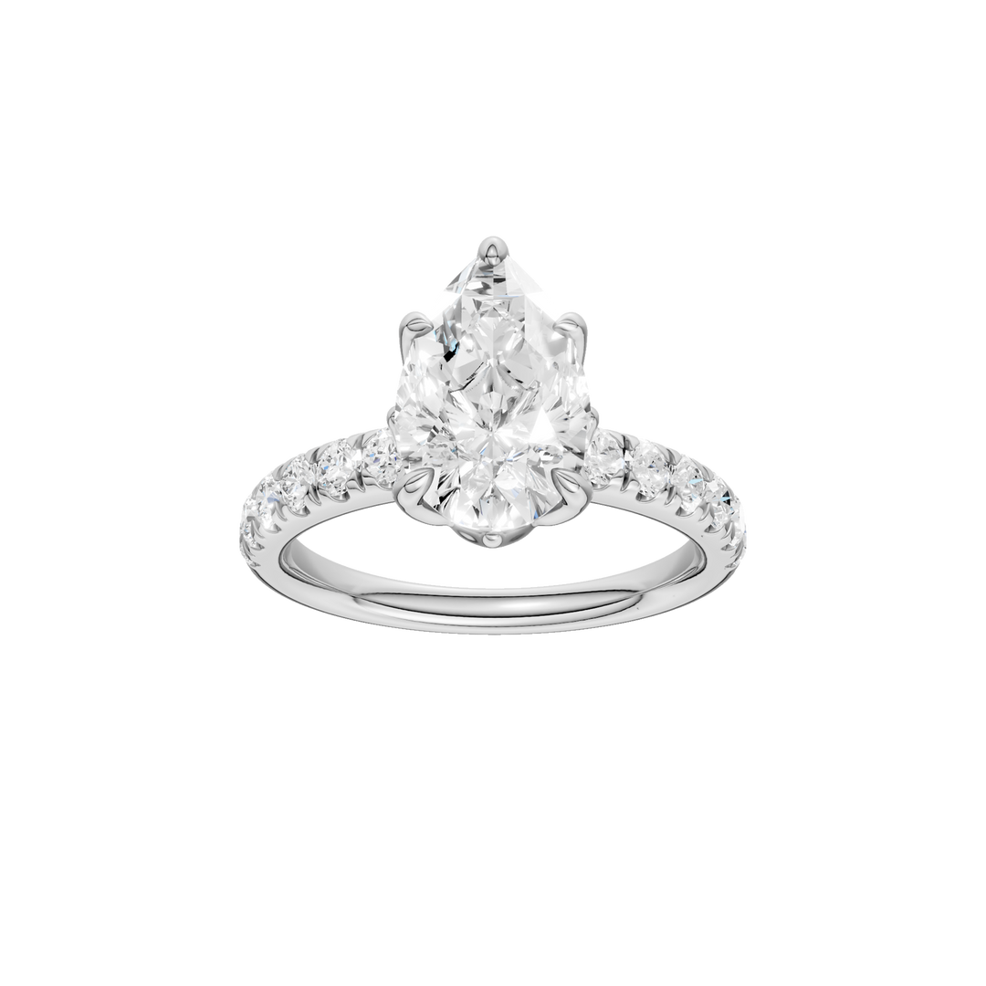Tulip Head Engagement Ring (Pear) in 14K White Gold – Silvadi Jewelry Aurora CO