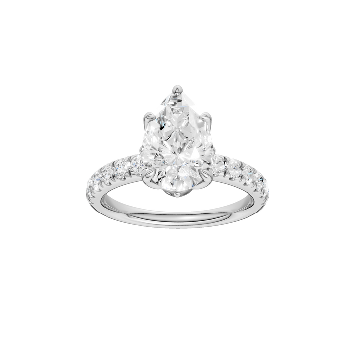 Tulip Head Engagement Ring (Pear) in 14K White Gold – Silvadi Jewelry Aurora CO