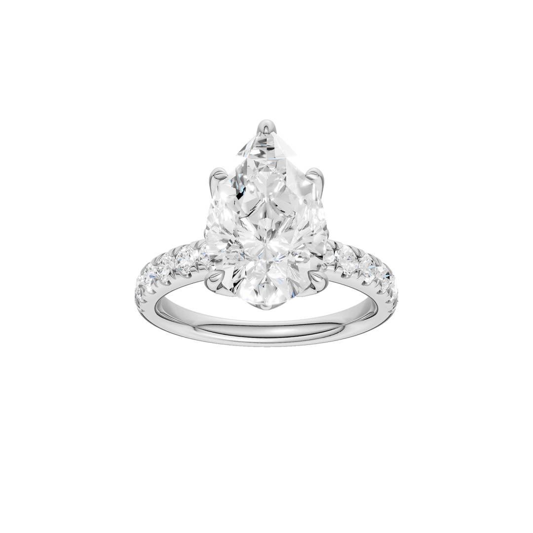 Tulip Head Engagement Ring (Pear) in 14K White Gold – Silvadi Jewelry Aurora CO