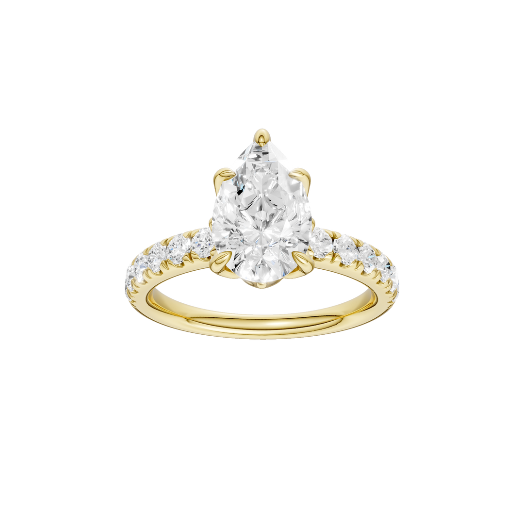 Tulip Head Engagement Ring (Pear) in 14K Yellow Gold – Silvadi Jewelry Aurora CO