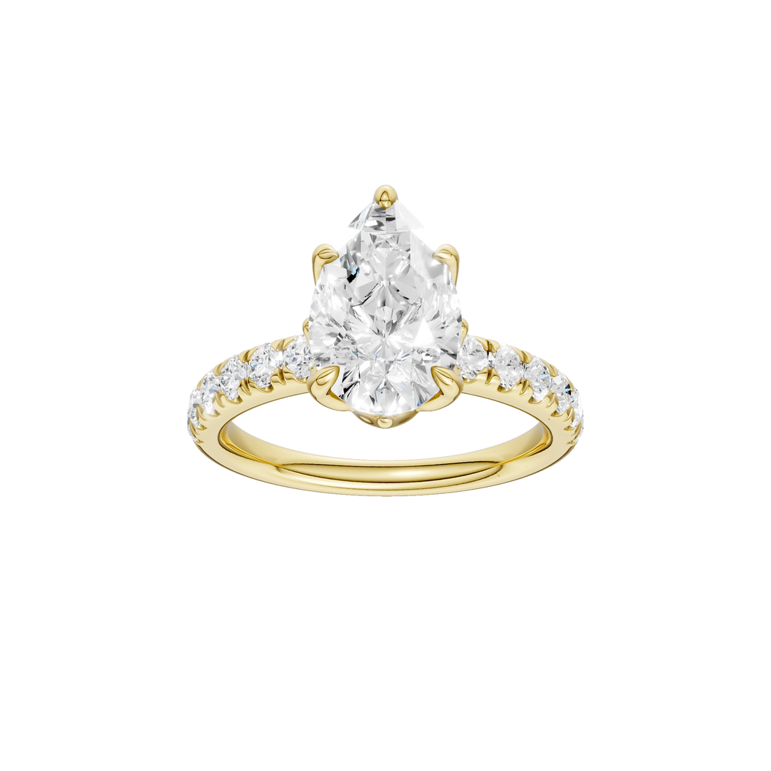 Tulip Head Engagement Ring (Pear) in 14K Yellow Gold – Silvadi Jewelry Aurora CO