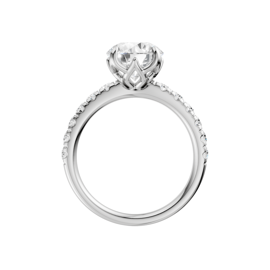 Tulip Head Engagement Ring (Round) in 14K White Gold – Silvadi Jewelry Aurora CO