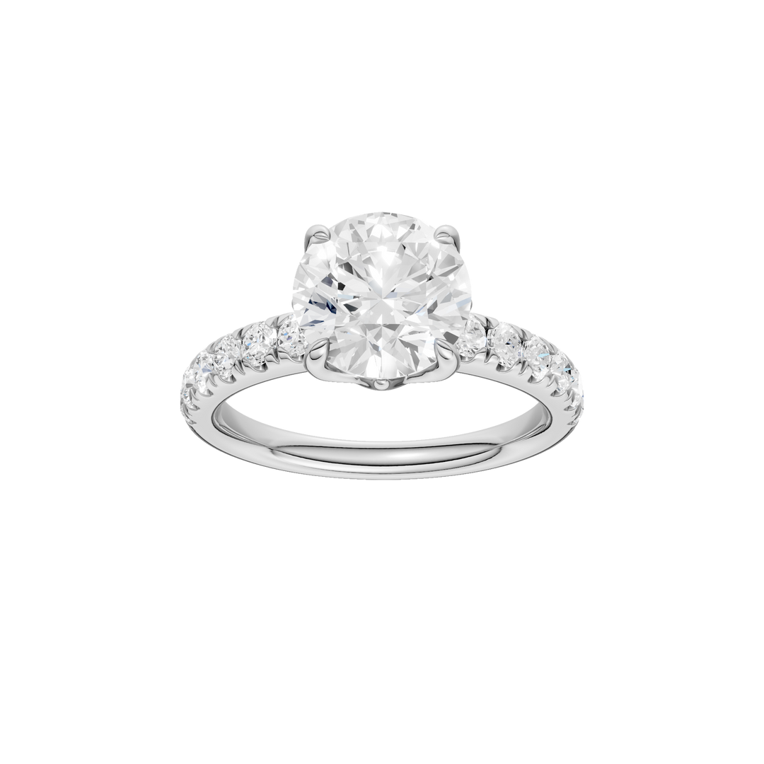 Tulip Head Engagement Ring (Round) in 14K White Gold – Silvadi Jewelry Aurora CO