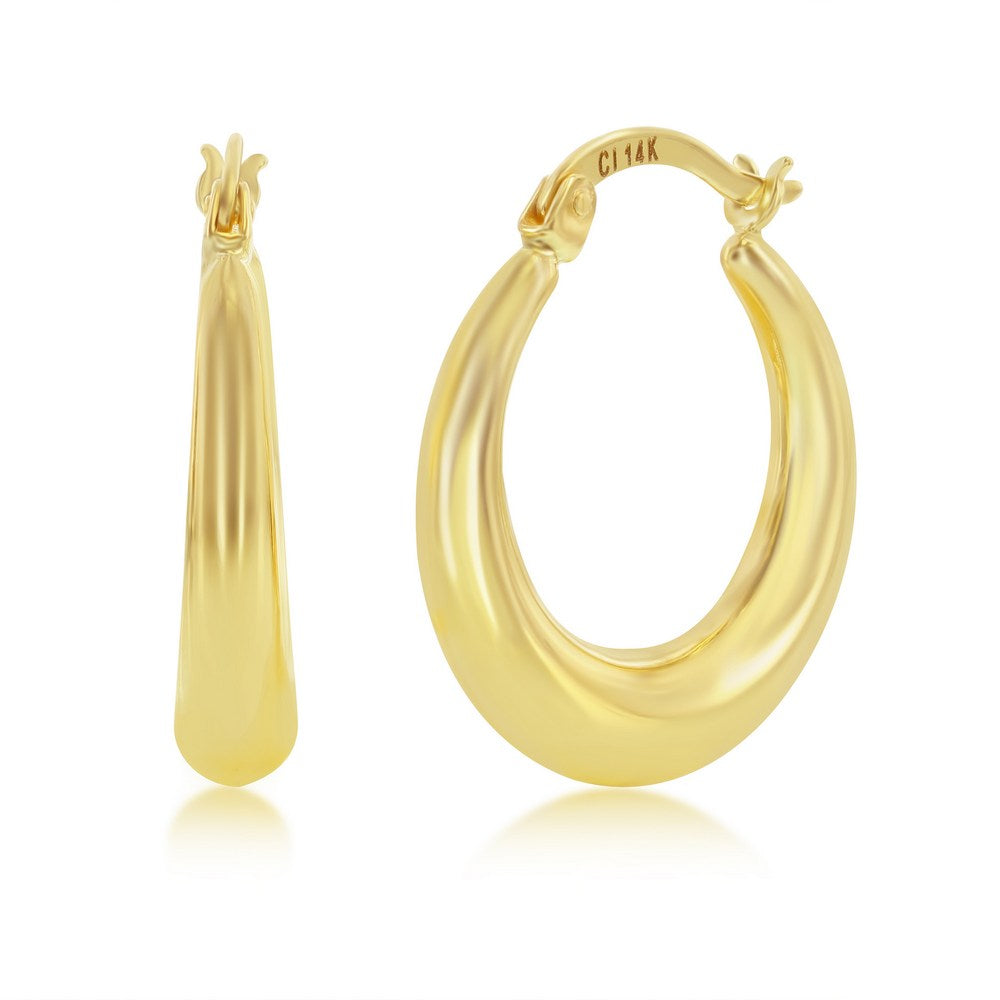 Yellow Gold 20mm Hoop Earrings - 14K Gold - Silvadi
