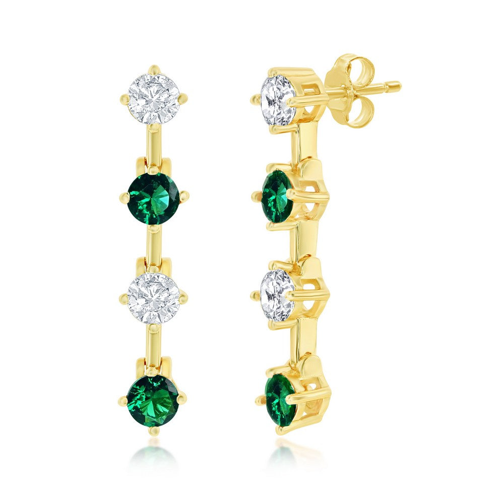 Emerald Row Earrings | 18k Gold Row Earrings | Silvadi