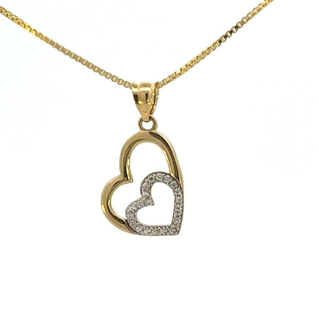 Double Heart - 10K Yellow Gold