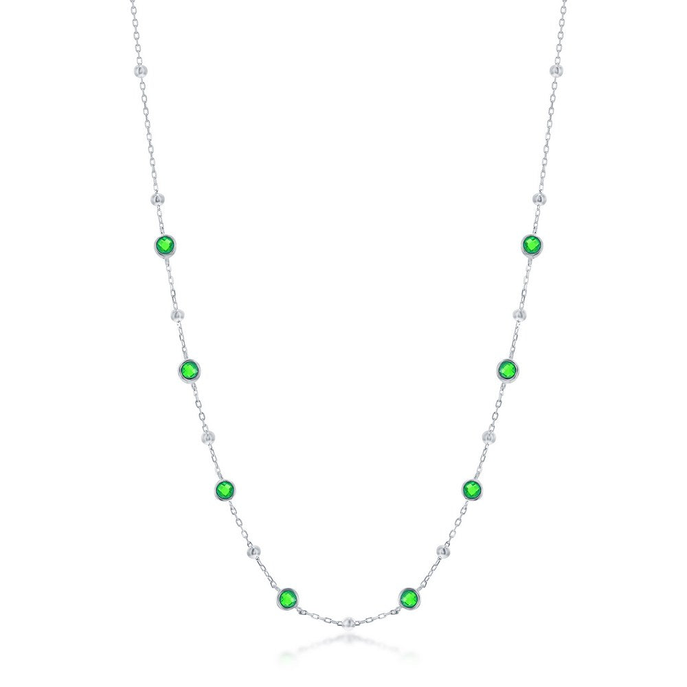 Emerald Pendant Necklace | Emerald Silver Necklace | Silvadi