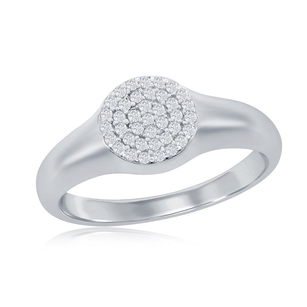 Sterling Silver Micro Pave CZ Round Ring - Silvadi